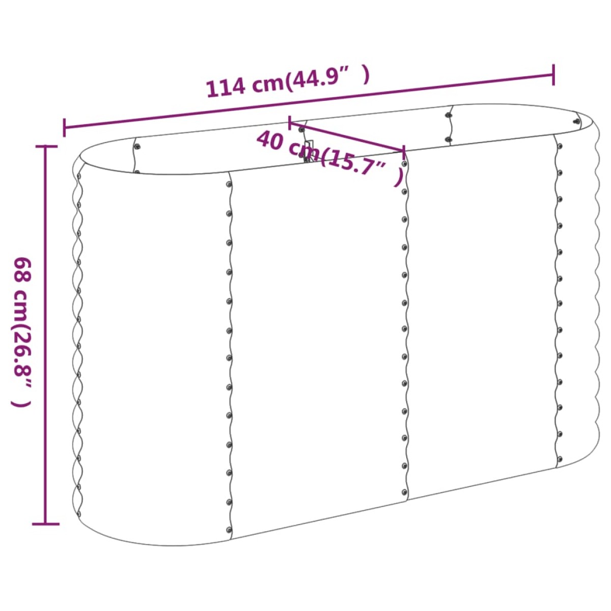 vidaXL Ζαρντινιέρα Ασημί 114x40x68 εκ. Ατσάλι με Ηλεκτρ. Βαφή Πούδρας