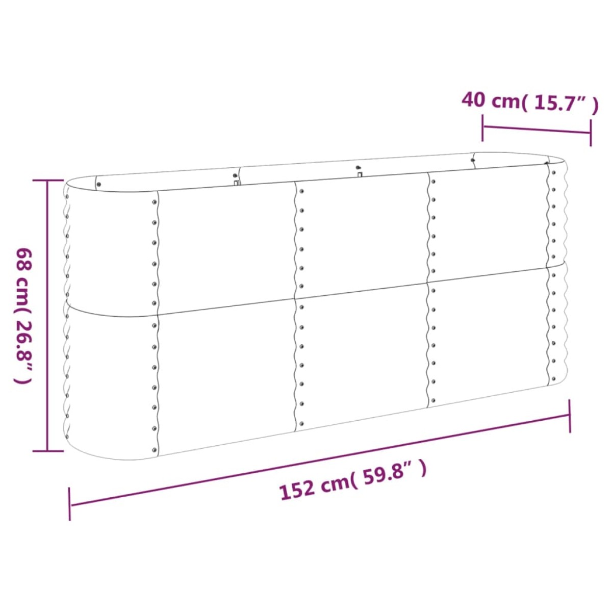 vidaXL Ζαρντινιέρα Πράσινη 152x40x68 εκ Ατσάλι με Ηλεκτρ. Βαφή Πούδρας
