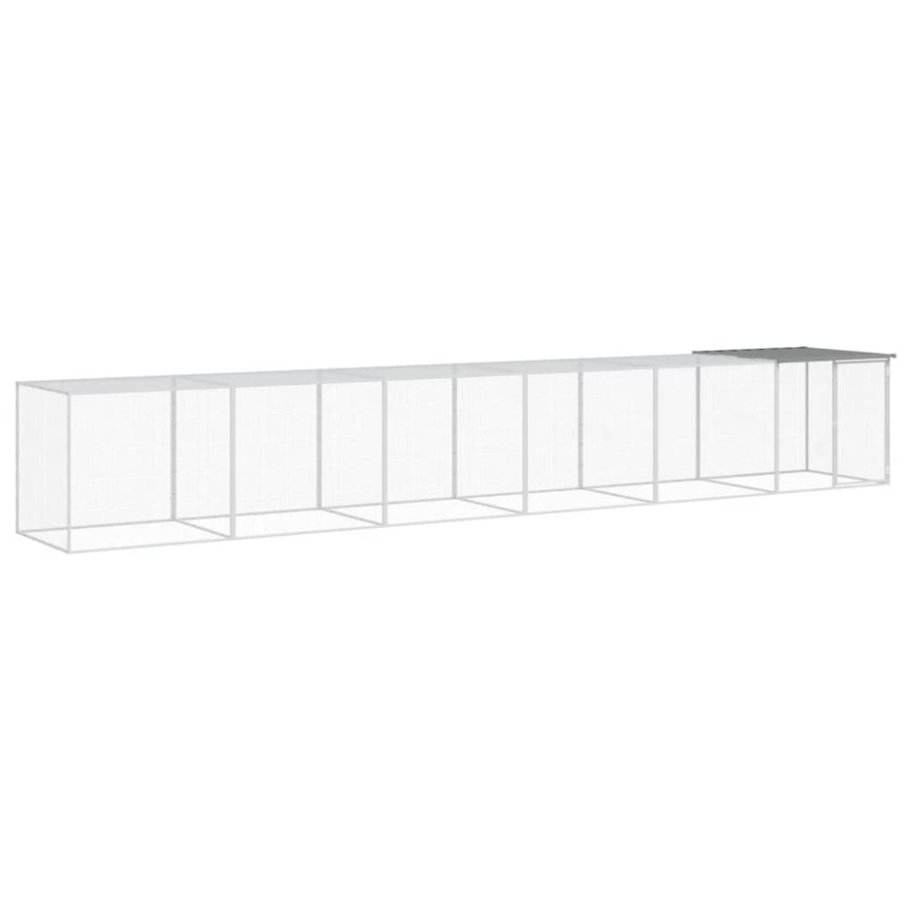 vidaXL Κοτέτσι - Κλουβί με Στέγη Αν. Γκρι 603x98x90 εκ. Γαλβαν. Ατσάλι