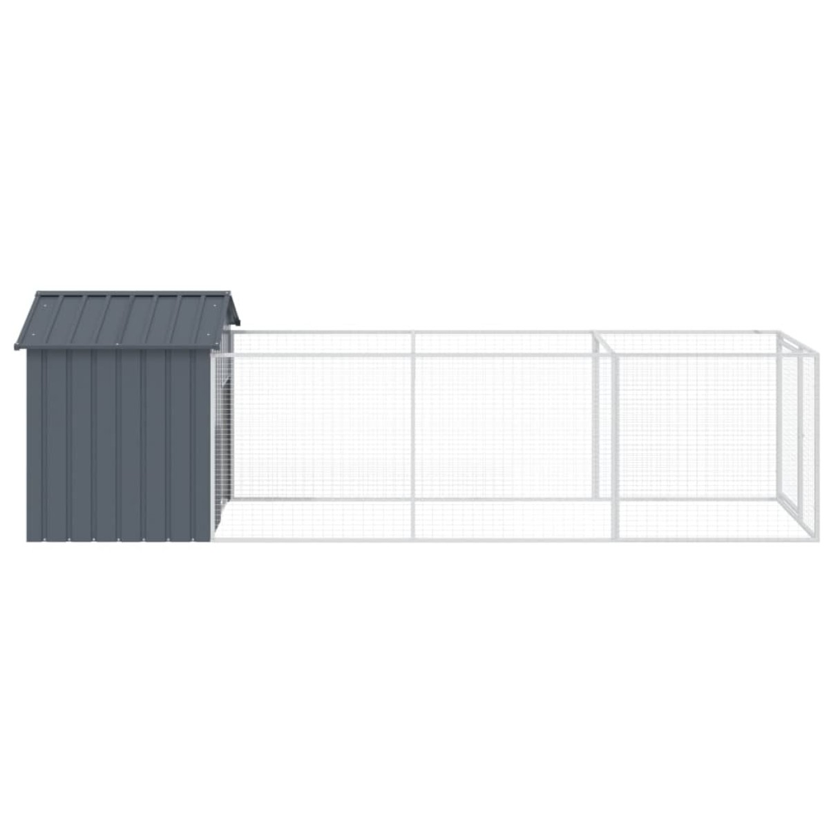vidaXL Σπιτάκι Σκύλου με Οροφή Ανθρακί 117x405x123 εκ. Γαλβαν. Χάλυβας