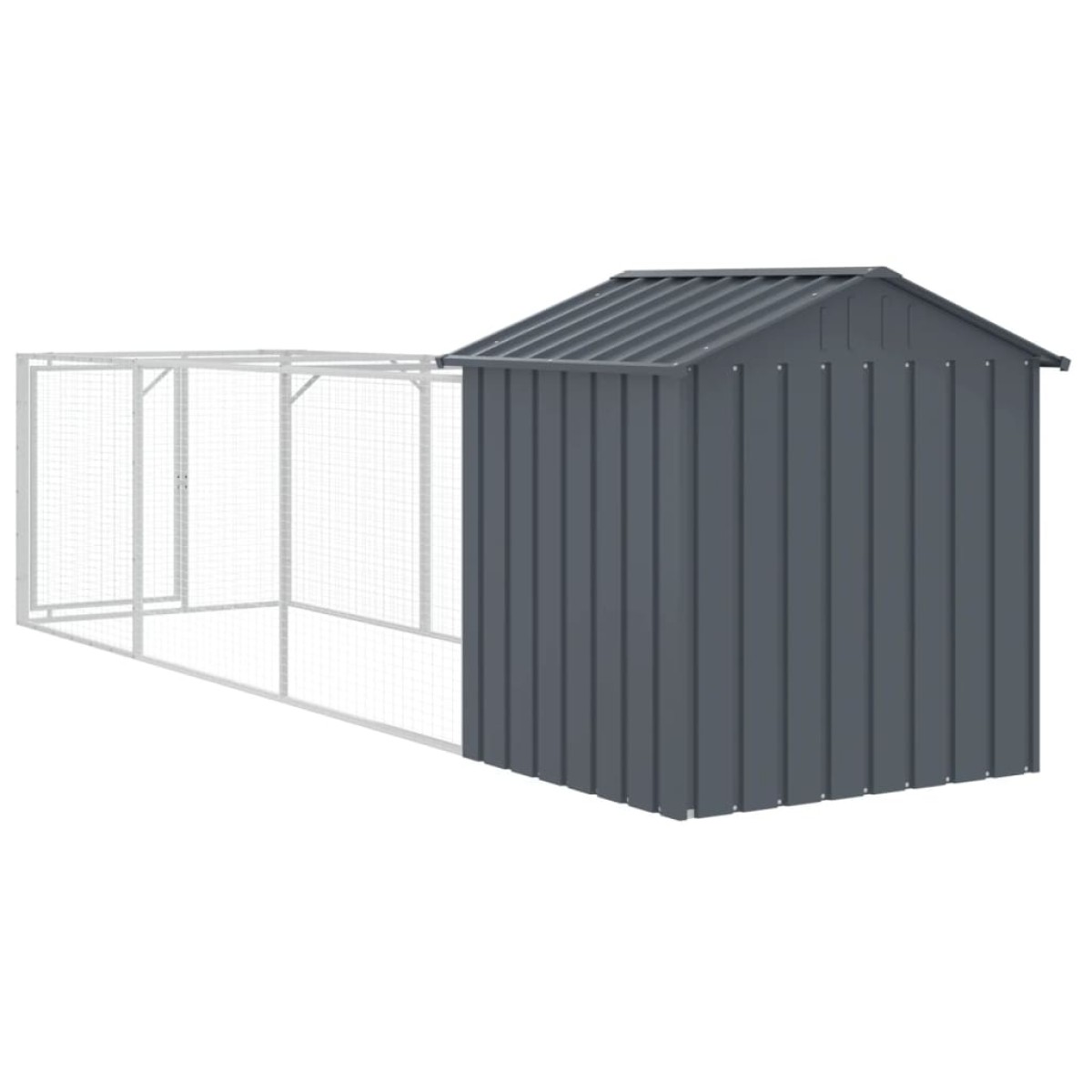 vidaXL Σπιτάκι Σκύλου με Οροφή Ανθρακί 117x405x123 εκ. Γαλβαν. Χάλυβας