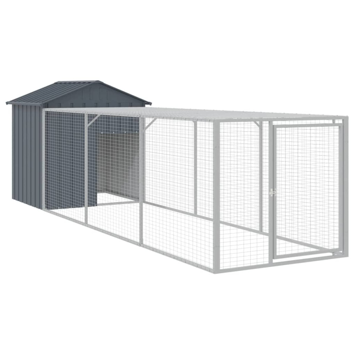 vidaXL Κλουβί για Κότες με Αυλή Ανθρακί 117x405x123 εκ Γαλβαν. Χάλυβας