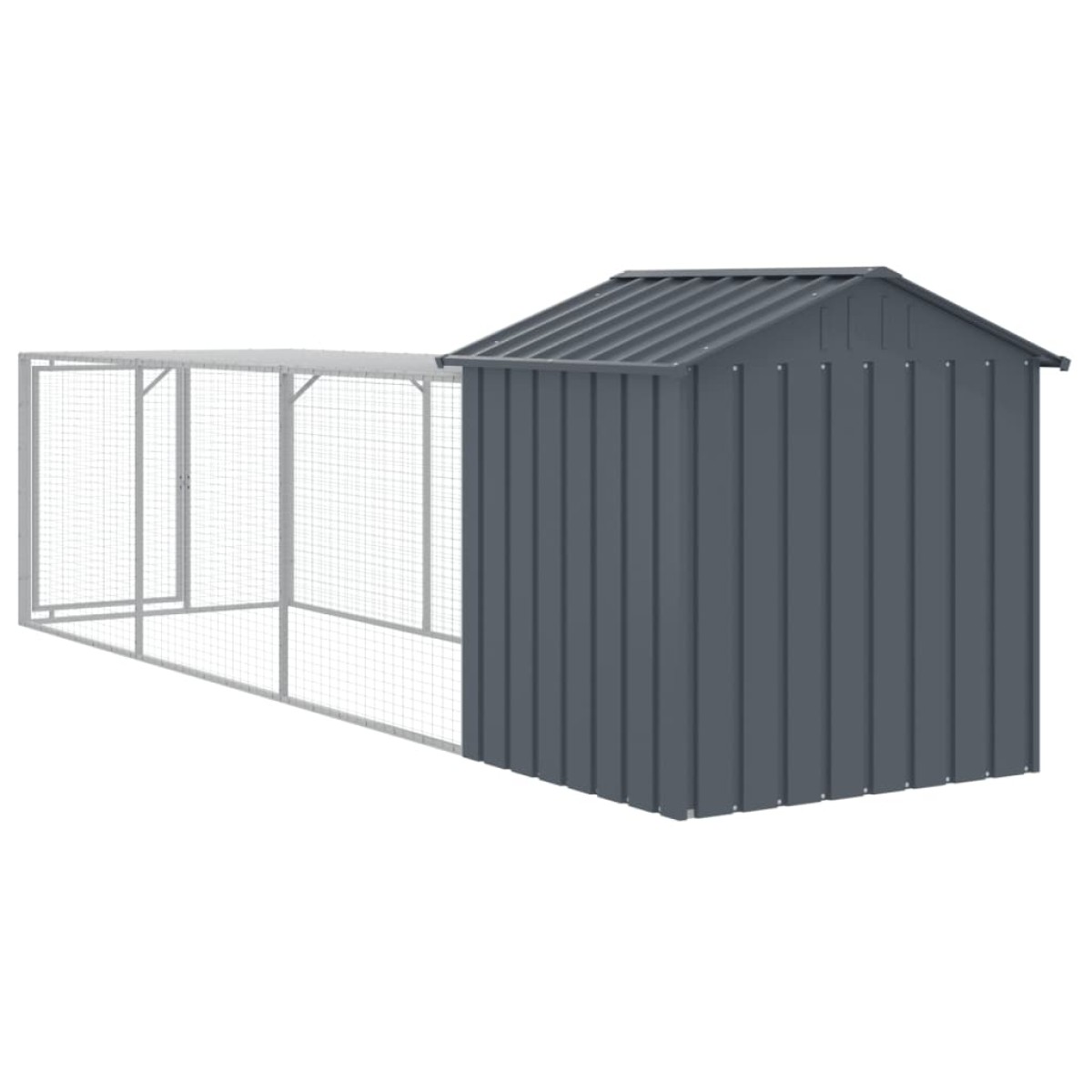 vidaXL Κλουβί για Κότες με Αυλή Ανθρακί 117x405x123 εκ Γαλβαν. Χάλυβας
