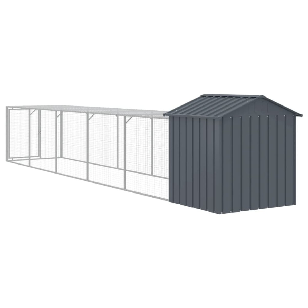vidaXL Κοτέτσι με Περίβολο Ανθρακί 117x609x123 εκ. Γαλβαν. Χάλυβας