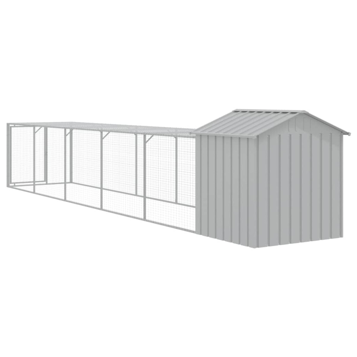 vidaXL Κοτέτσι με Περίβολο Αν. Γκρι 117x609x123 εκ. Γαλβαν. Ατσάλι