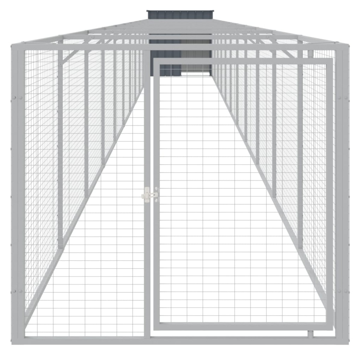 vidaXL Σπιτάκι Σκύλου με Αυλή Ανθρακί 110x1221x110 εκ. Γαλβαν. Χάλυβας