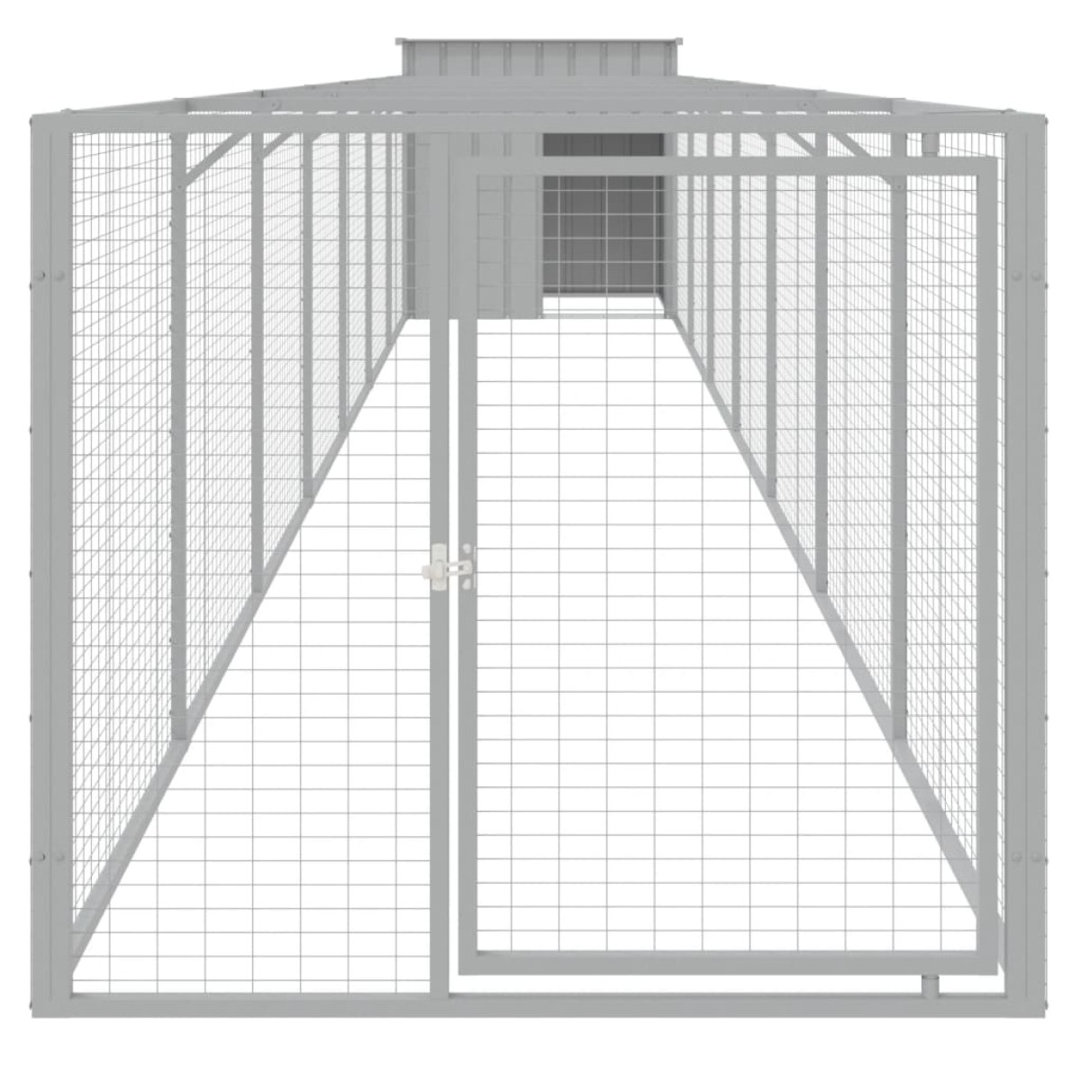 vidaXL Σπιτάκι Σκύλου με Αυλή Αν. Γκρι 110x813x110 εκ. Γαλβαν. Χάλυβας