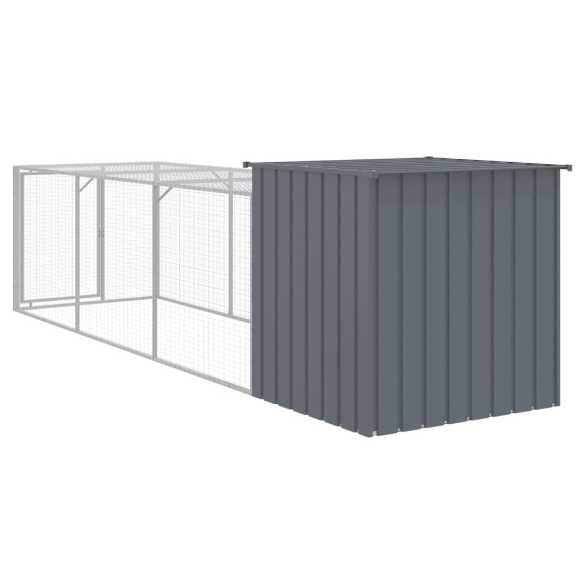 vidaXL Κοτέτσι με Περίβολο Ανθρακί 110x405x110 εκ. Γαλβαν. Χάλυβας