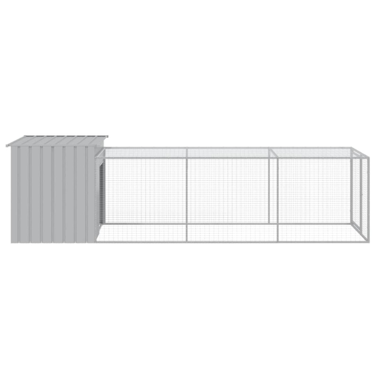 vidaXL Κοτέτσι με Περίβολο Αν. Γκρι 110x405x110 εκ. Γαλβαν. Χάλυβας