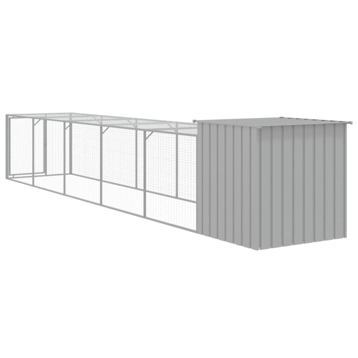vidaXL Κοτέτσι με Περίβολο Αν. Γκρι 110x609x110 εκ. Γαλβαν. Χάλυβας