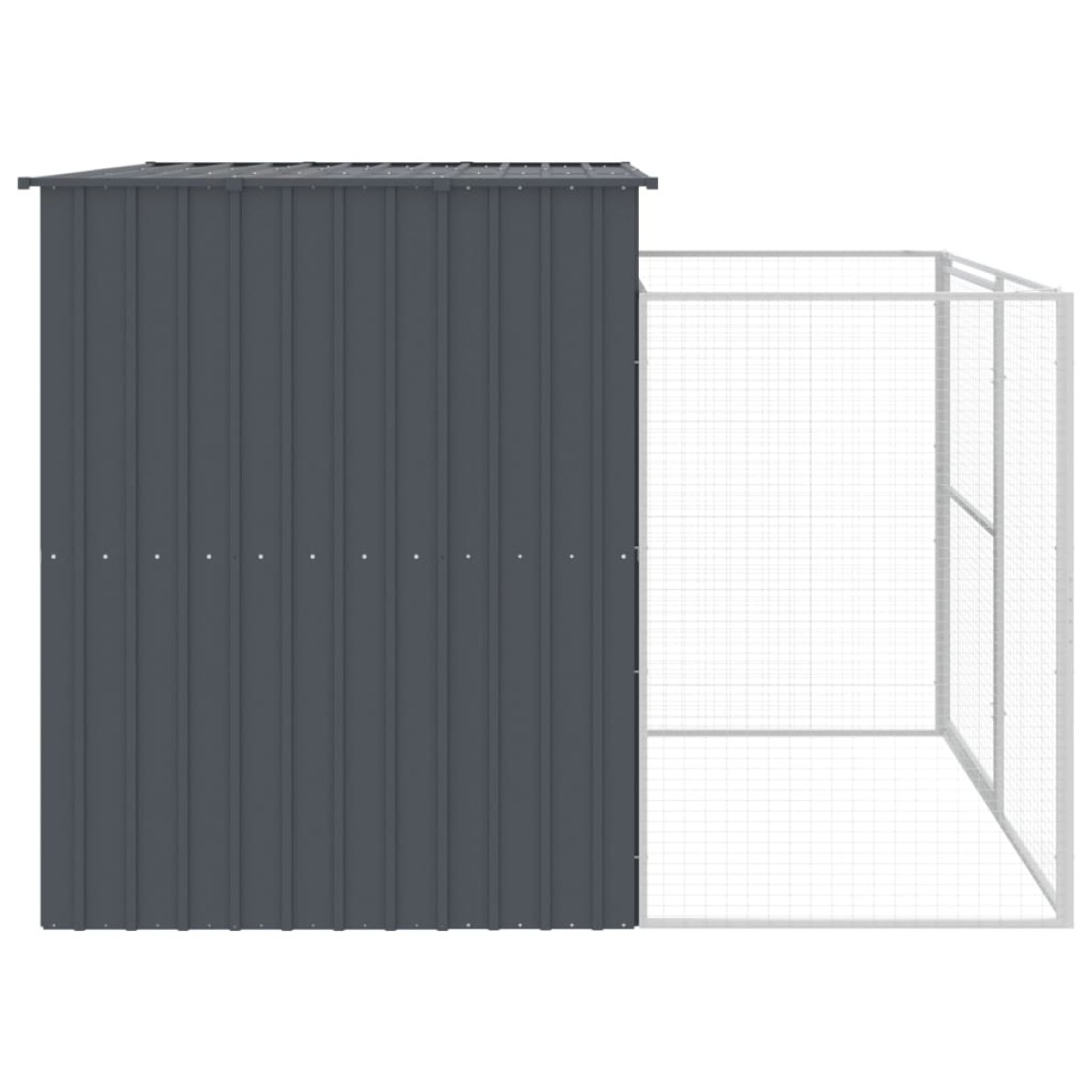 vidaXL Σπιτάκι Σκύλου με Αυλή Ανθρακί 214x253x181 εκ. Γαλβαν. Χάλυβας