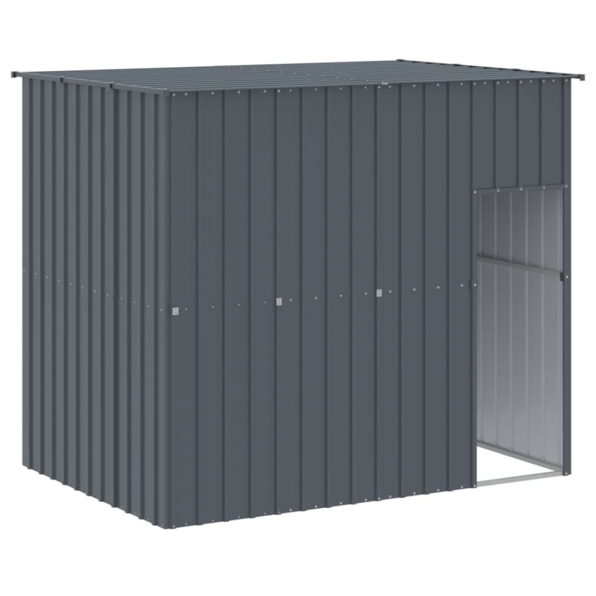 vidaXL Σπιτάκι Σκύλου με Αυλή Ανθρακί 214x457x181 εκ. Γαλβαν. Χάλυβας