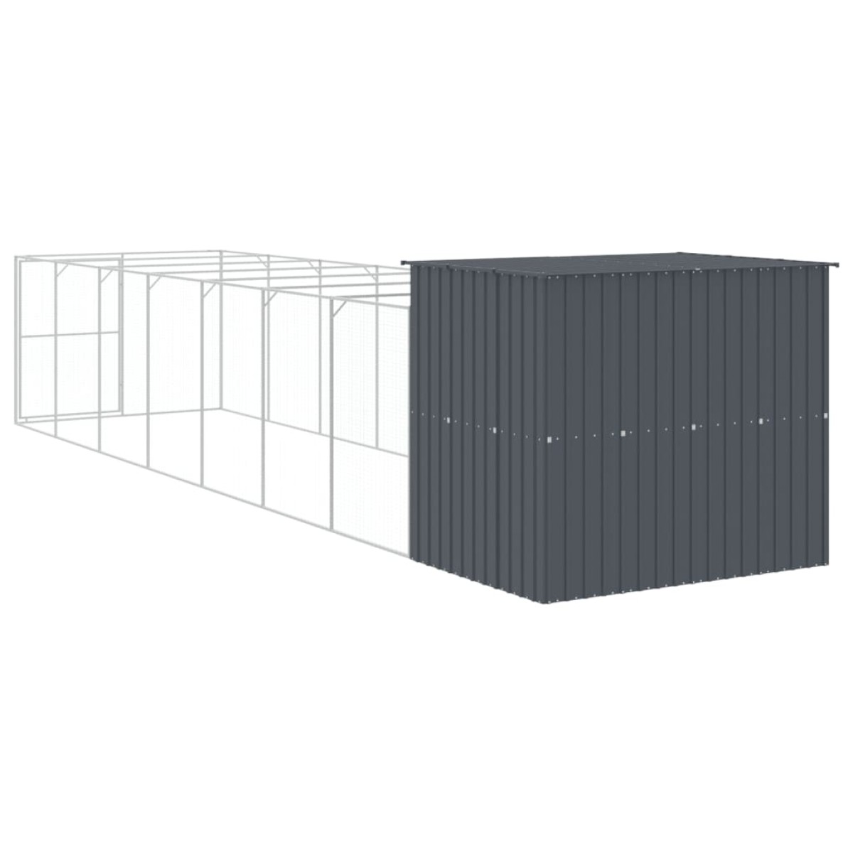 vidaXL Σπιτάκι Σκύλου με Αυλή Ανθρακί 214x865x181 εκ. Γαλβαν. Χάλυβας