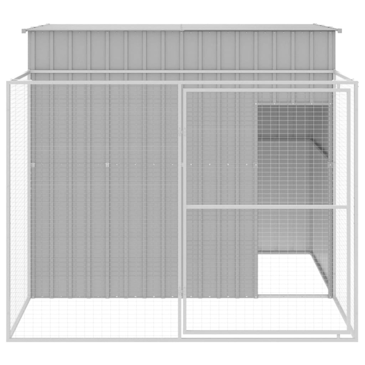 vidaXL Σπιτάκι Σκύλου με Αυλή Αν. Γκρι 214x253x181 εκ. Γαλβαν. Χάλυβας