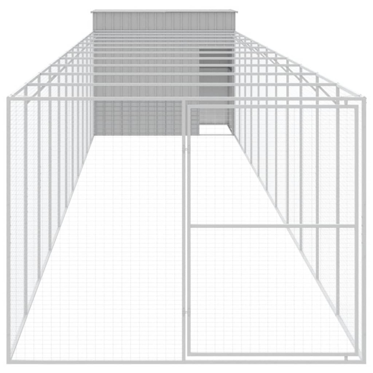 vidaXL Σπιτάκι Σκύλου με Αυλή Αν. Γκρι 214x1273x181εκ. Γαλβαν. Χάλυβας