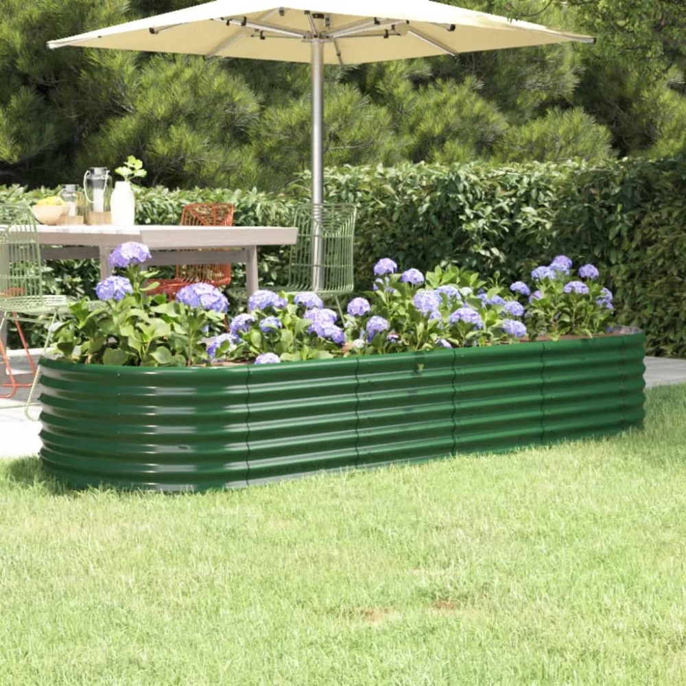 vidaXL Ζαρντινιέρα Πράσινη 224x80x36 εκ Γαλβανισμένος χάλυβας