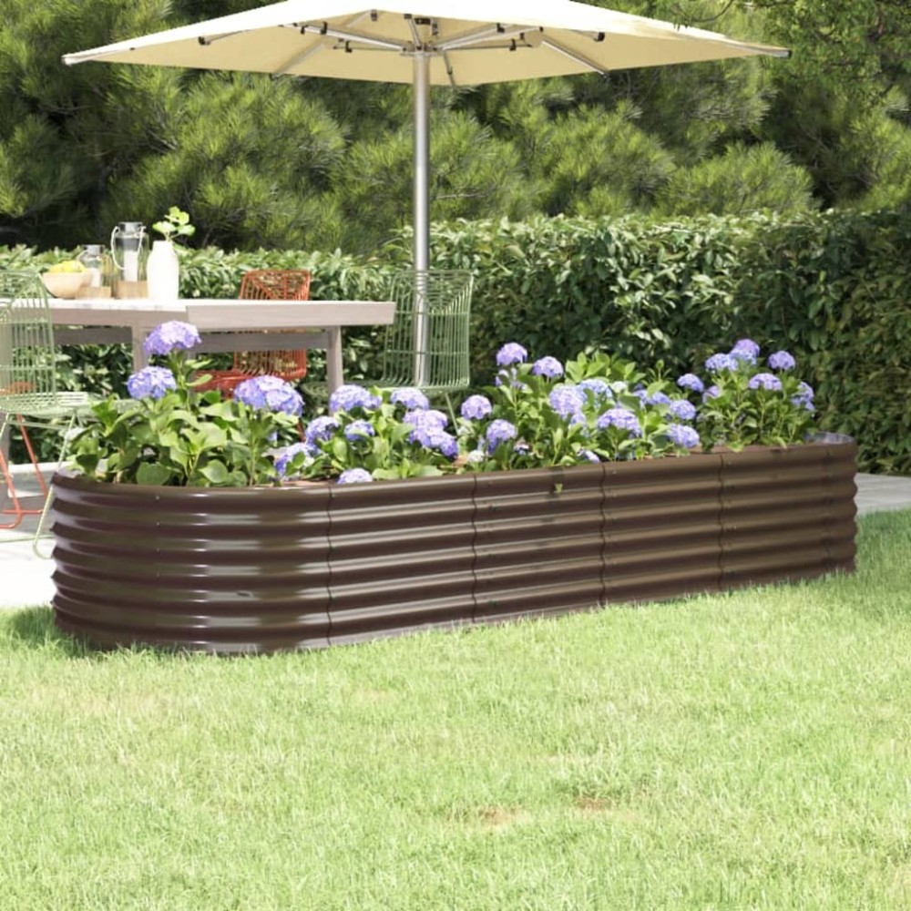 vidaXL Ζαρντινιέρα Καφέ 224x80x36 εκ. Γαλβανισμένος χάλυβας