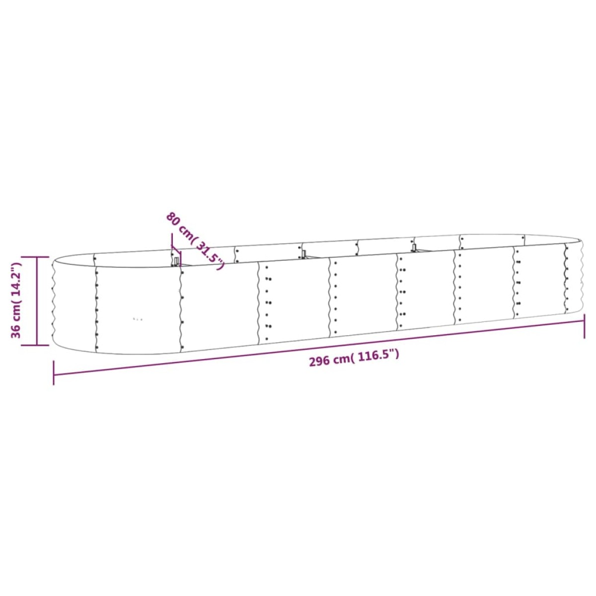 vidaXL Ζαρντινιέρα Καφέ 296x80x36 εκ. Ατσάλι με Ηλεκτρ. Βαφή Πούδρας