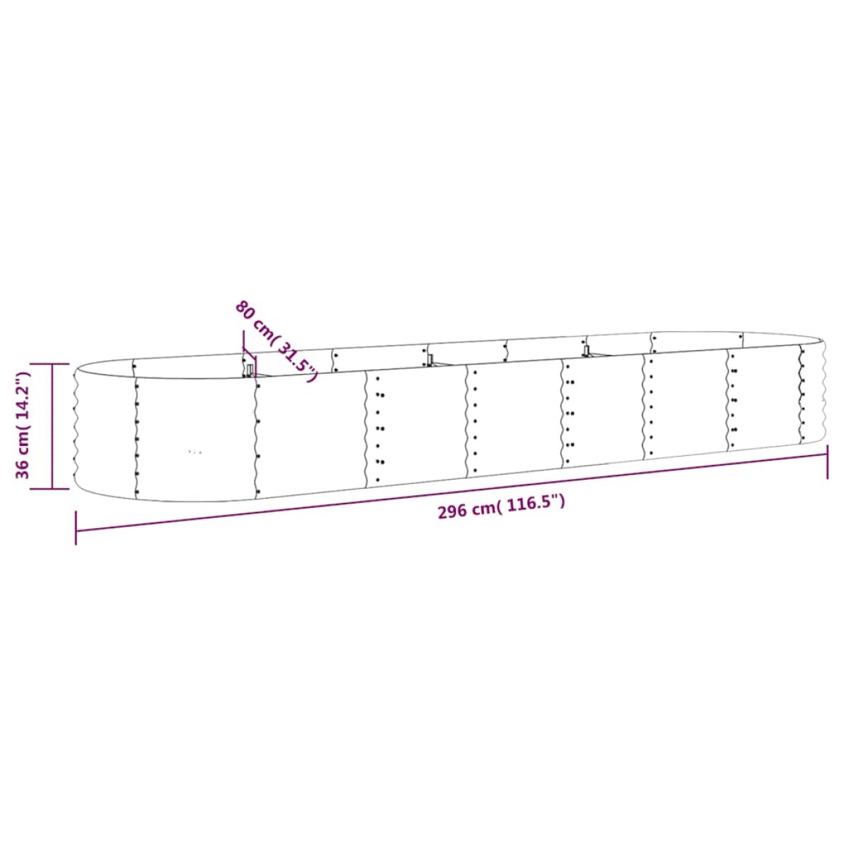 vidaXL Ζαρντινιέρα Ανθρακί 296x80x36 εκ Ατσάλι με Ηλεκτρ. Βαφή Πούδρας