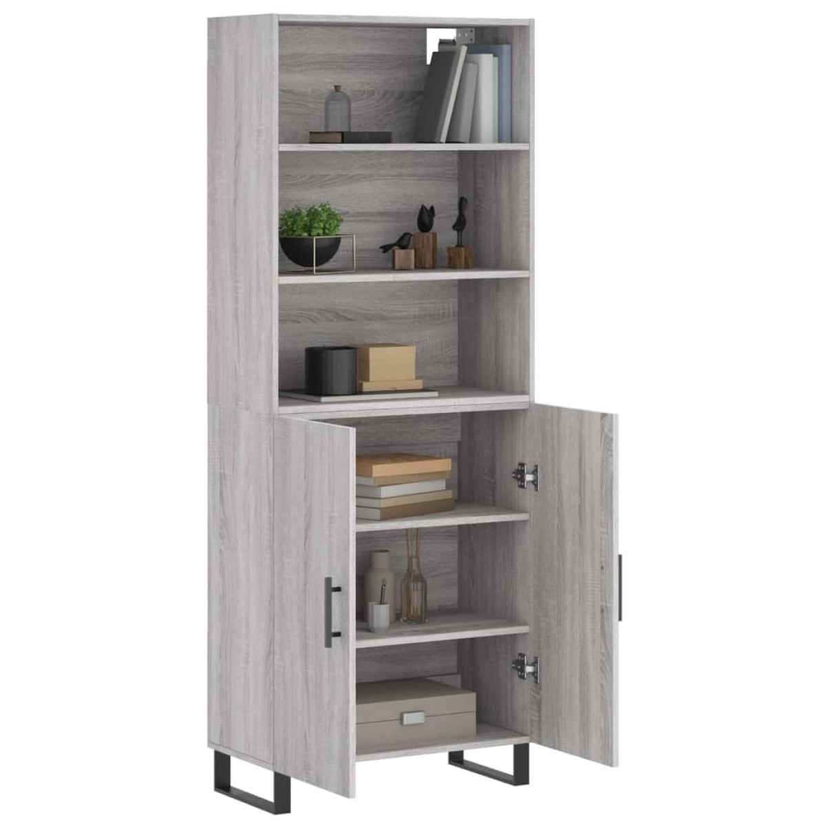 vidaXL Ντουλάπι Γκρι Sonoma 69,5 x 34 x 180 εκ. Επεξεργασμένο Ξύλο