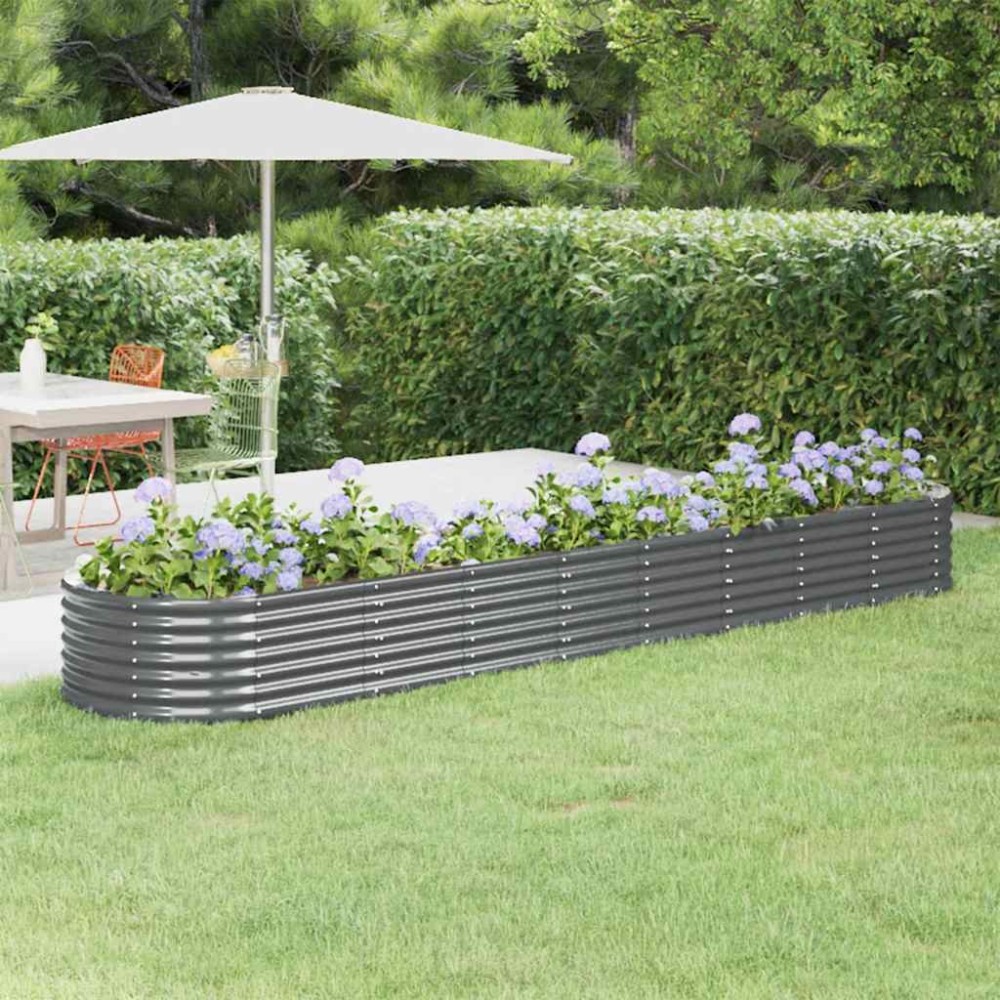 vidaXL Ζαρντινιέρα Ανθρακί 368x80x36 εκ Γαλβανισμένος χάλυβας
