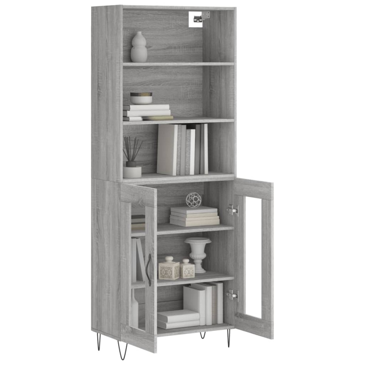 vidaXL Ντουλάπι Γκρι Sonoma 69,5 x 34 x 180 εκ. Επεξεργασμένο Ξύλο