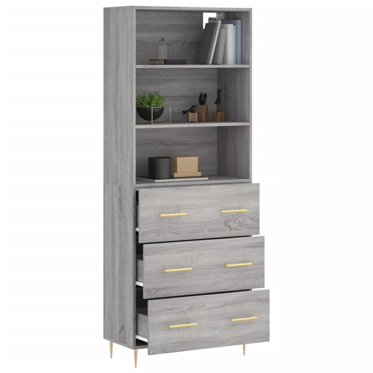 vidaXL Ντουλάπι Γκρι Sonoma 69,5 x 34 x 180 εκ. Επεξεργασμένο Ξύλο