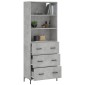 vidaXL Ντουλάπι Γκρι Σκυροδέματος 69,5x34x180 εκ. Επεξεργασμένο Ξύλο