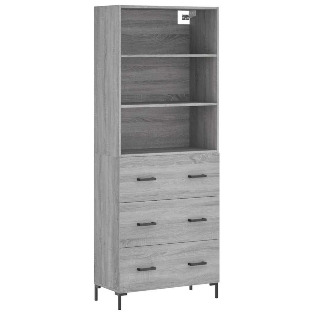 vidaXL Ντουλάπι Γκρι Sonoma 69,5 x 34 x 180 εκ. Επεξεργασμένο Ξύλο