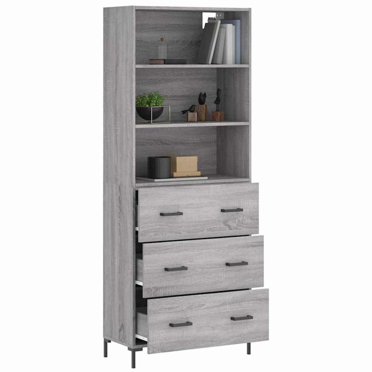 vidaXL Ντουλάπι Γκρι Sonoma 69,5 x 34 x 180 εκ. Επεξεργασμένο Ξύλο