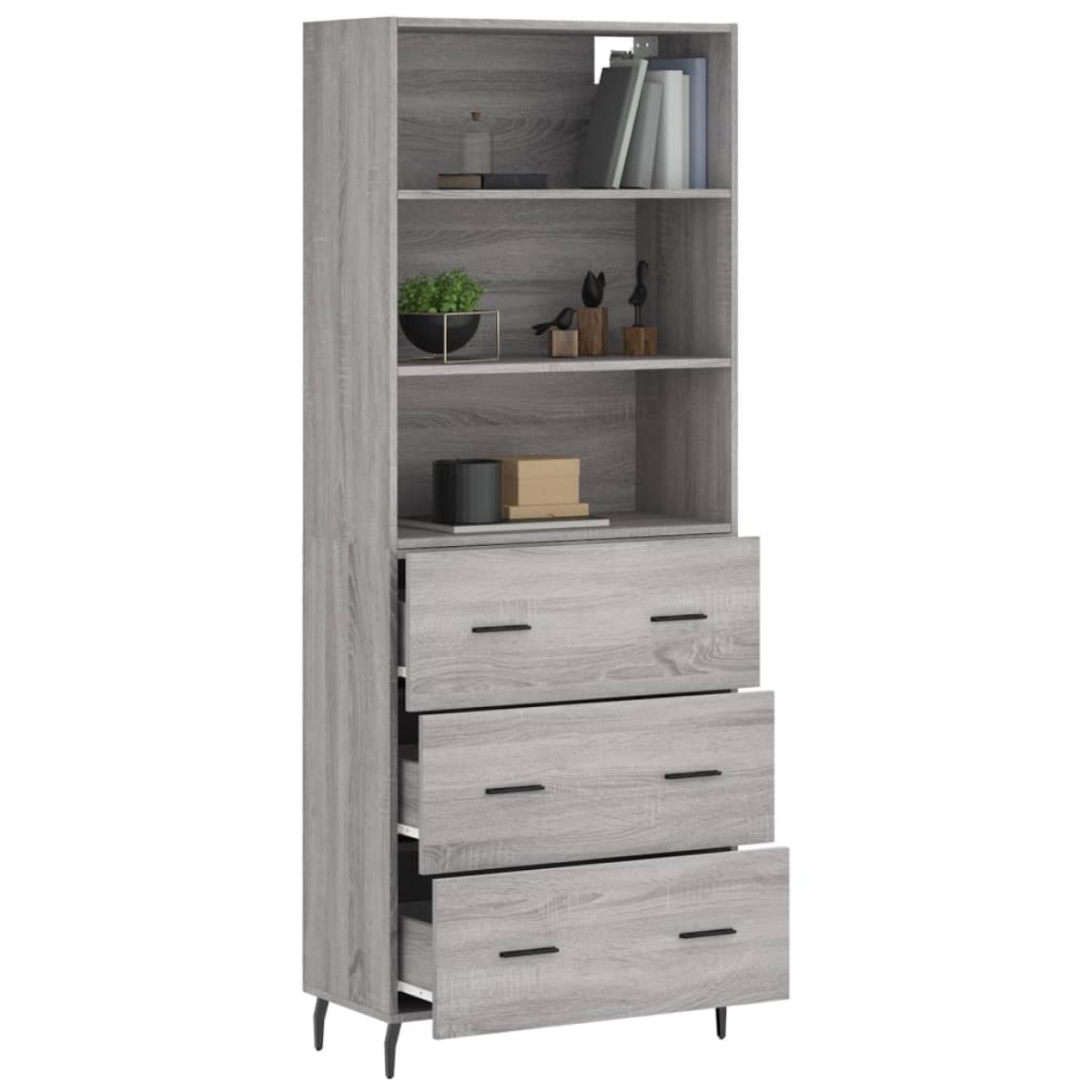 vidaXL Ντουλάπι Γκρι Sonoma 69,5 x 34 x 180 εκ. Επεξεργασμένο Ξύλο