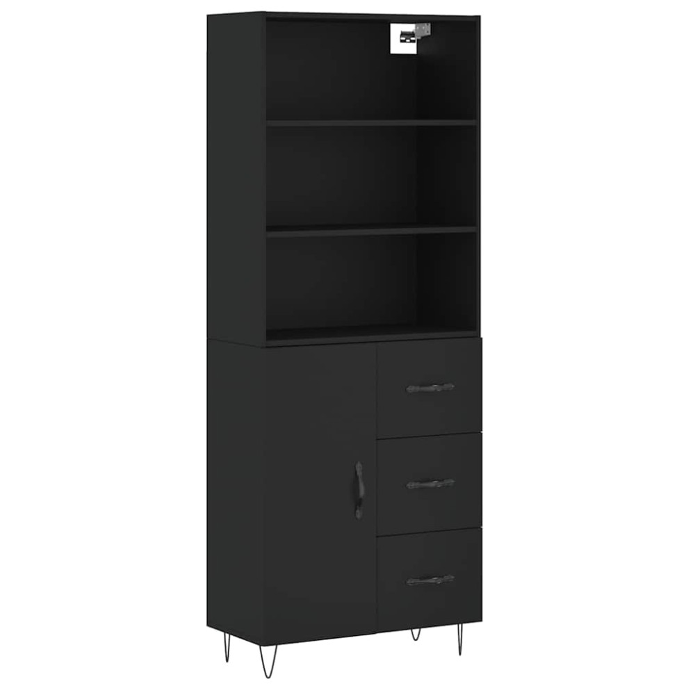 vidaXL Ντουλάπι Μαύρο 69,5x34x180 εκ. από Επεξεργασμένο Ξύλο