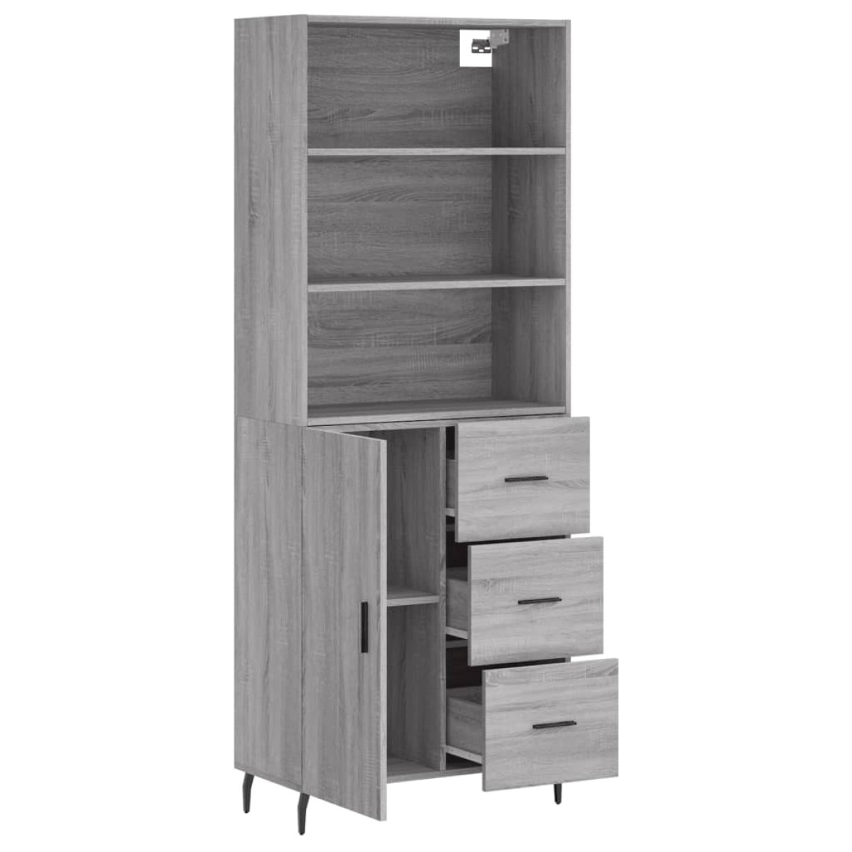 vidaXL Ντουλάπι Γκρι Sonoma 69,5 x 34 x 180 εκ. Επεξεργασμένο Ξύλο