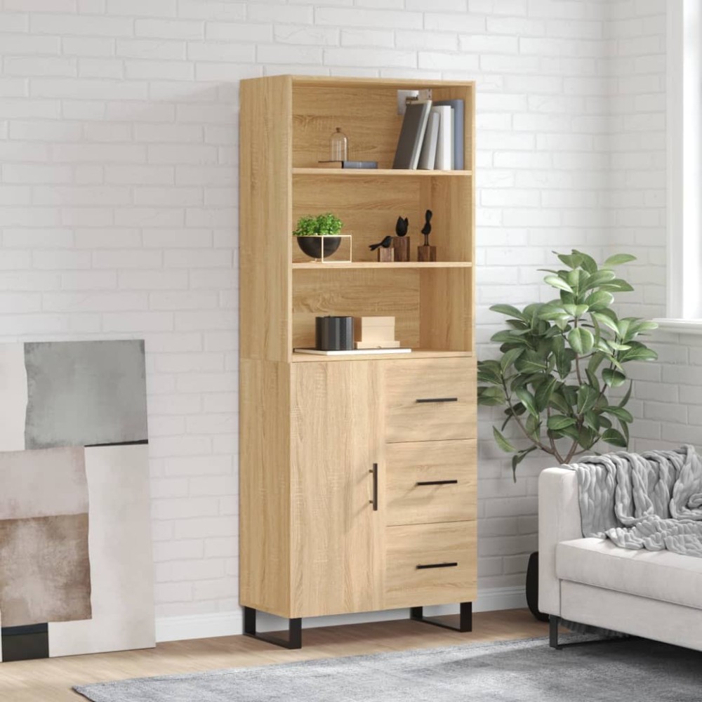 vidaXL Ντουλάπι Sonoma δρυς 69,5 x 34 x 180 εκ. από Επεξεργασμένο Ξύλο