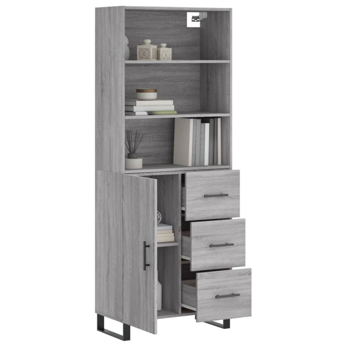 vidaXL Ντουλάπι Γκρι Sonoma 69,5 x 34 x 180 εκ. Επεξεργασμένο Ξύλο
