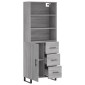 vidaXL Ντουλάπι Γκρι Sonoma 69,5 x 34 x 180 εκ. Επεξεργασμένο Ξύλο