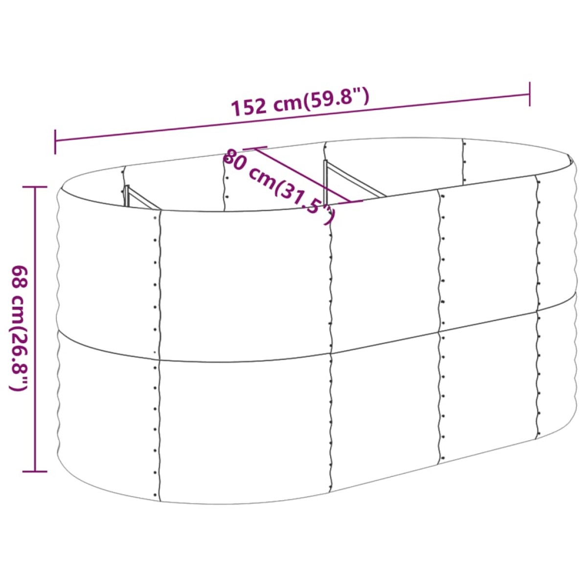 vidaXL Ζαρντινιέρα Πράσινη 152x80x68 εκ Ατσάλι με Ηλεκτρ. Βαφή Πούδρας