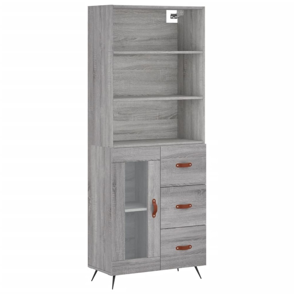 vidaXL Ντουλάπι Γκρι Sonoma 69,5 x 34 x 180 εκ. Επεξεργασμένο Ξύλο