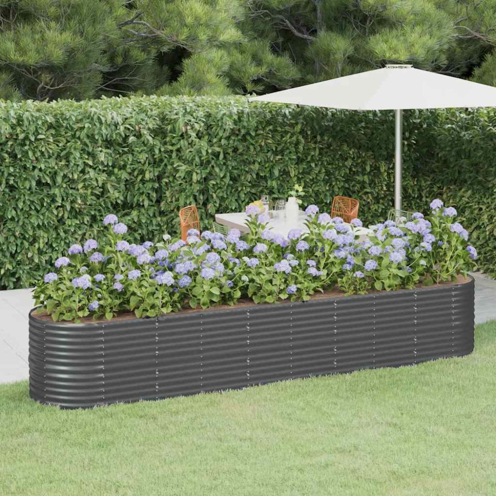 vidaXL Ζαρντινιέρα Ανθρακί 368x80x68 εκ Γαλβανισμένος χάλυβας