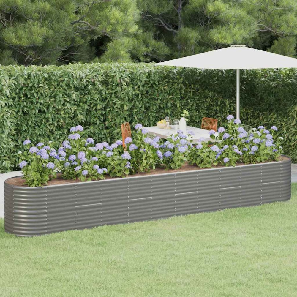 vidaXL Ζαρντινιέρα Γκρι 440x80x68 εκ. Γαλβανισμένος χάλυβας