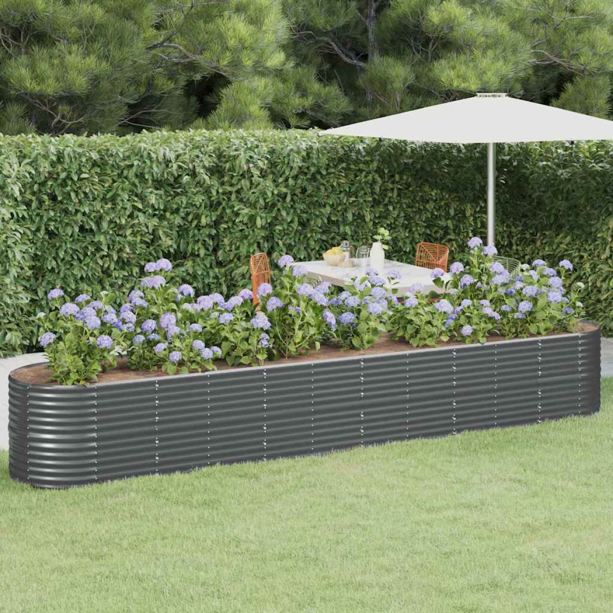 vidaXL Ζαρντινιέρα Ανθρακί 440x80x68 εκ Ατσάλι με Ηλεκτρ. Βαφή Πούδρας