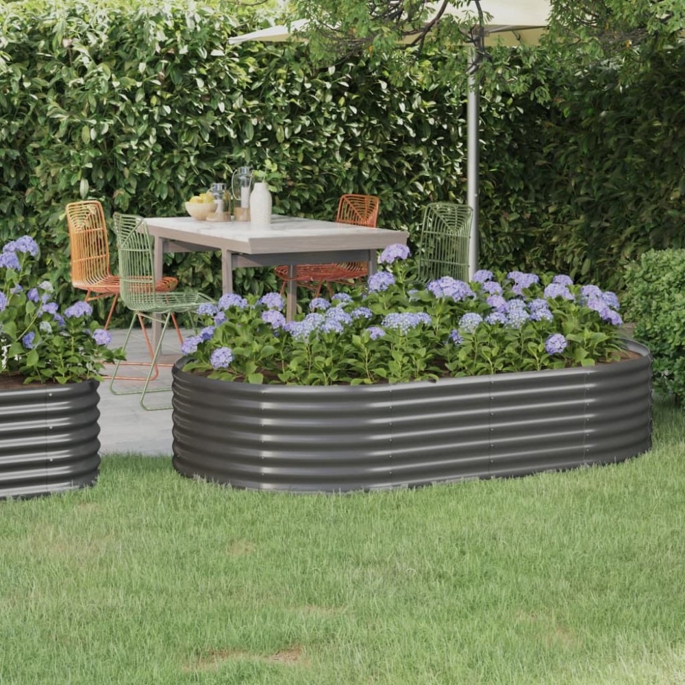 vidaXL Ζαρντινιέρα Γκρι 175x100x36 εκ. Γαλβανισμένος χάλυβας