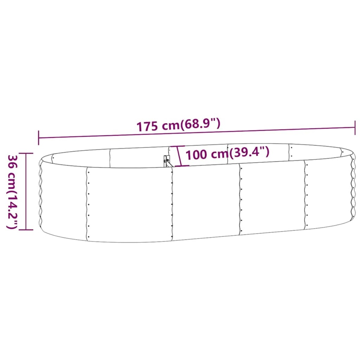 vidaXL Ζαρντινιέρα Ανθρακί 175x100x36εκ Ατσάλι με Ηλεκτρ. Βαφή Πούδρας