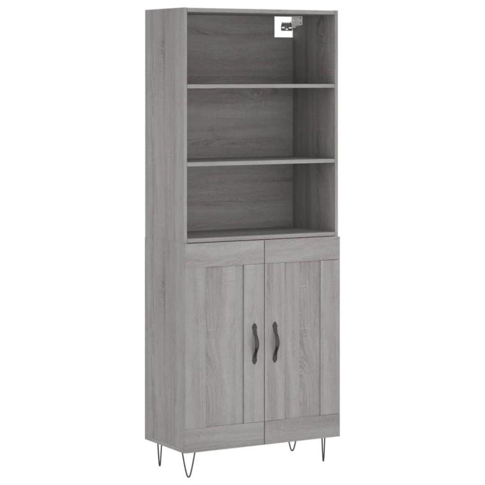 vidaXL Ντουλάπι Γκρι Sonoma 69,5 x 34 x 180 εκ. Επεξεργασμένο Ξύλο