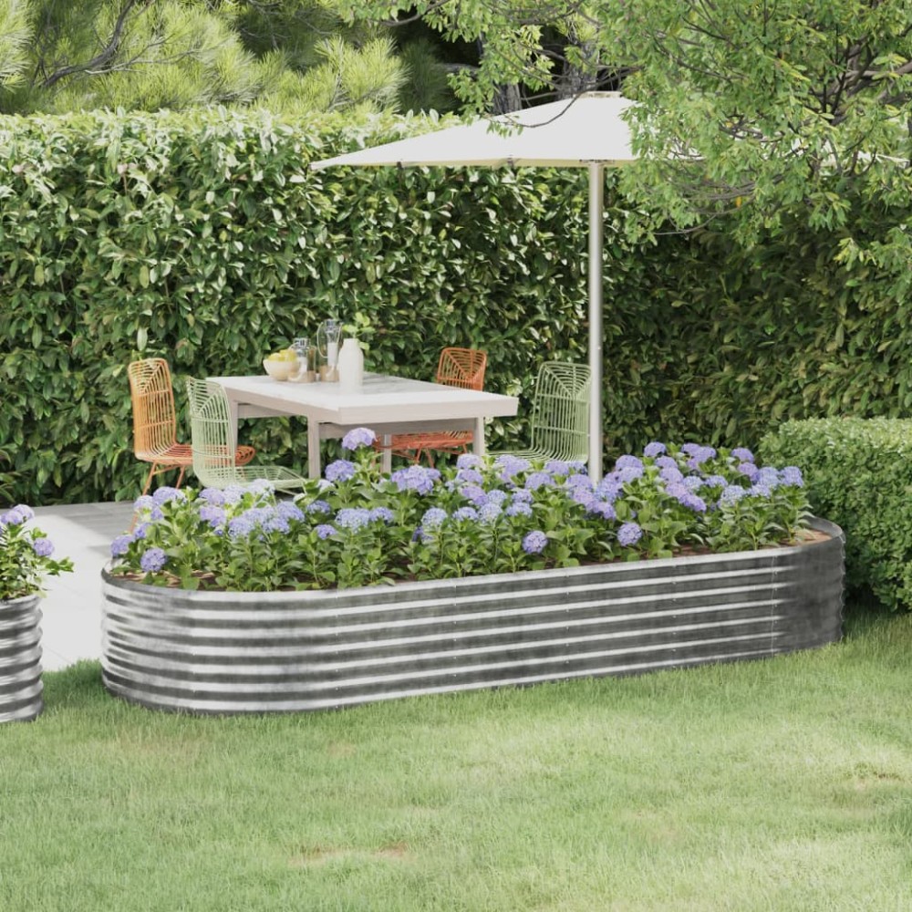 vidaXL Ζαρντινιέρα Ασημί 249x100x36 εκ. Γαλβανισμένος χάλυβας