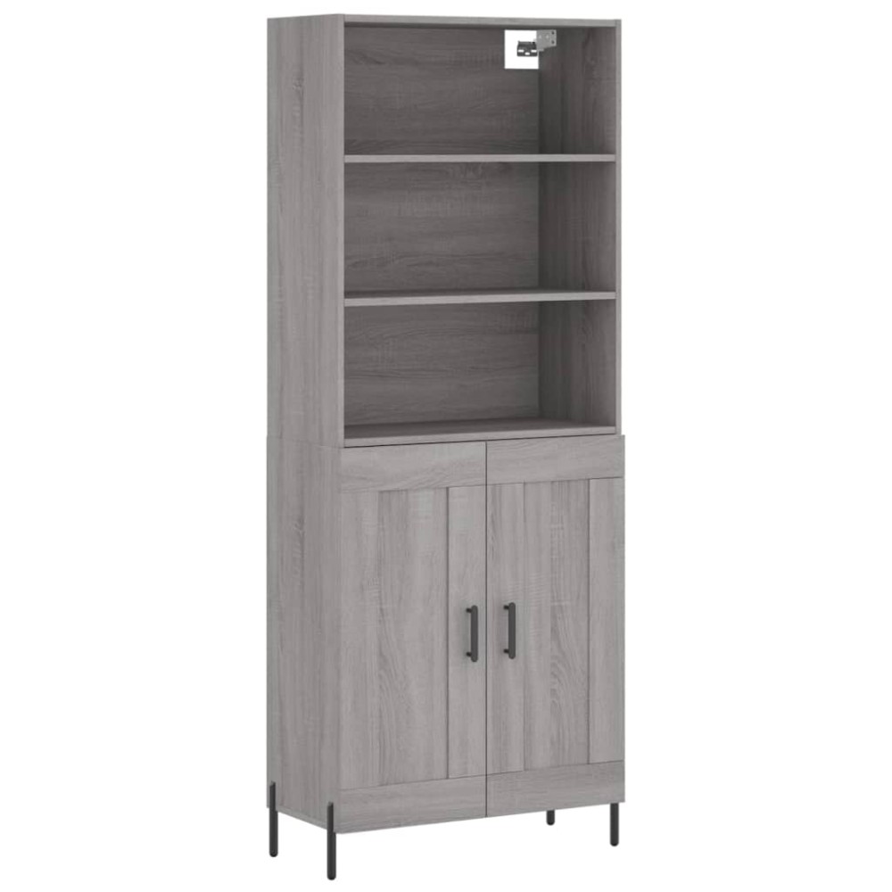 vidaXL Ντουλάπι Γκρι Sonoma 69,5 x 34 x 180 εκ. Επεξεργασμένο Ξύλο