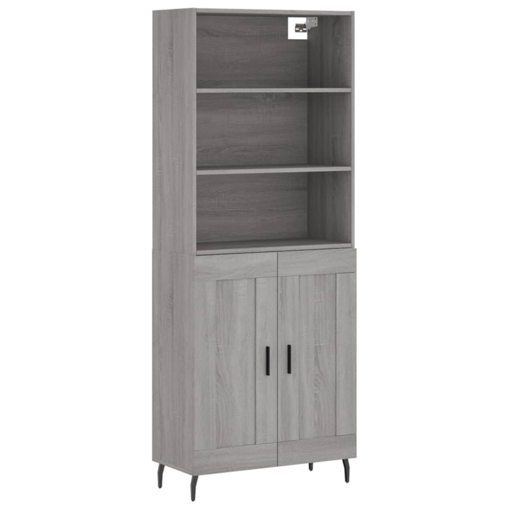 vidaXL Ντουλάπι Γκρι Sonoma 69,5 x 34 x 180 εκ. Επεξεργασμένο Ξύλο