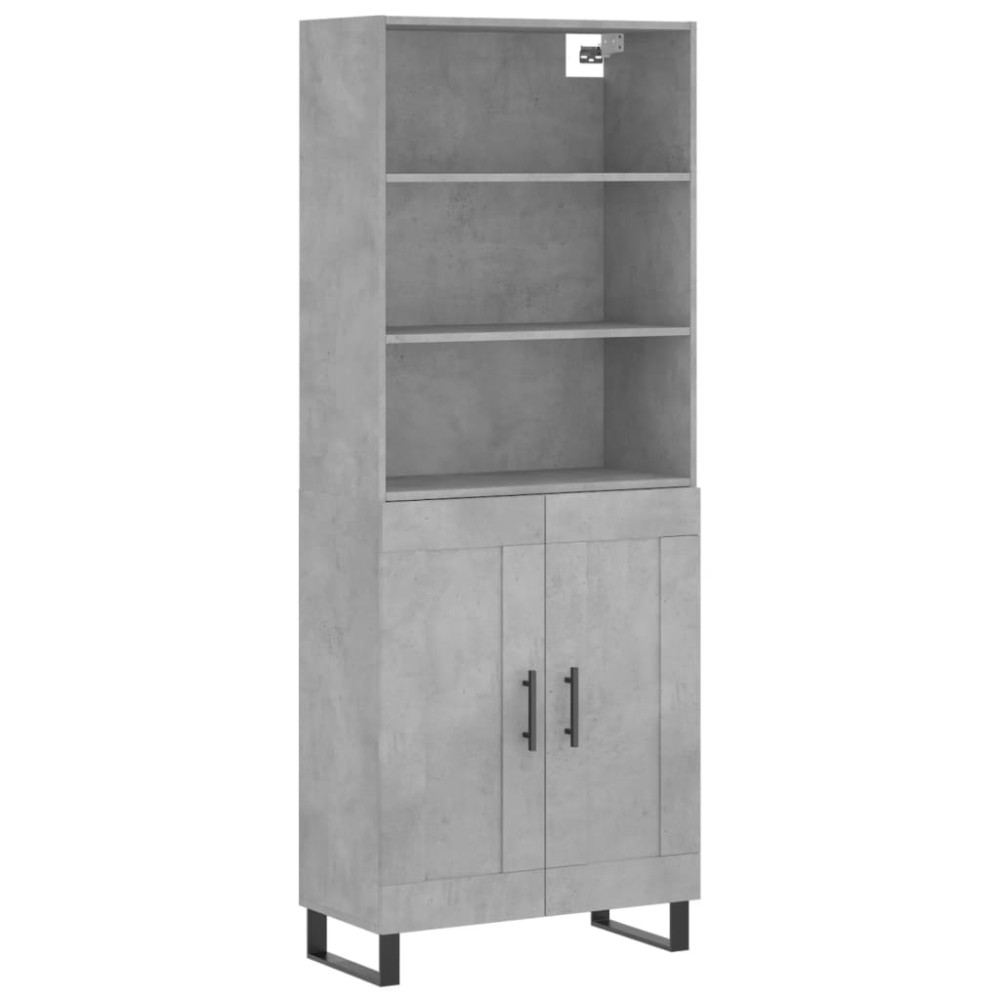 vidaXL Ντουλάπι Γκρι Σκυροδέματος 69,5x34x180 εκ. Επεξεργασμένο Ξύλο
