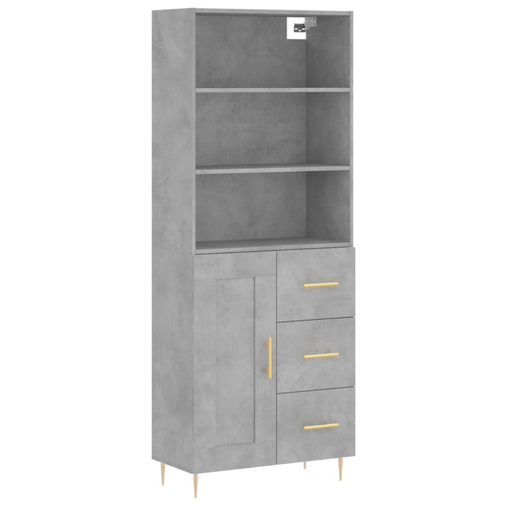 vidaXL Ντουλάπι Γκρι Σκυροδέματος 69,5x34x180 εκ. Επεξεργασμένο Ξύλο