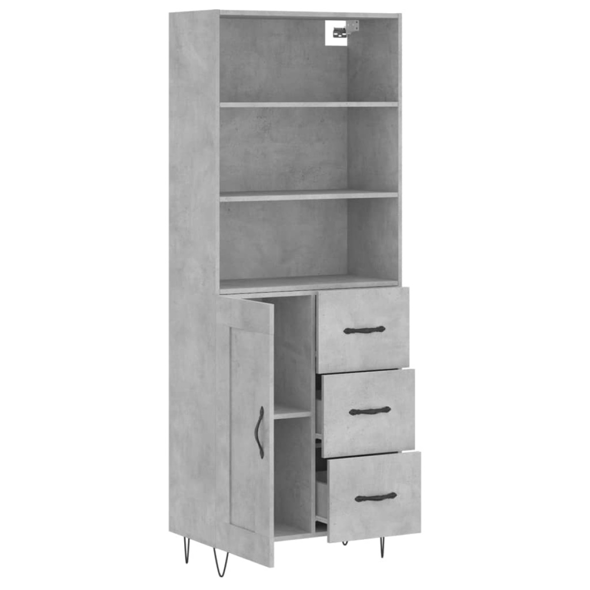 vidaXL Ντουλάπι Γκρι Σκυροδέματος 69,5x34x180 εκ. Επεξεργασμένο Ξύλο